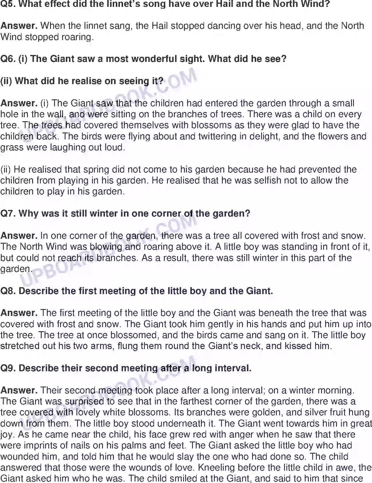 UP Board Solution class 8 English 3. The Selfish Giant Image 2