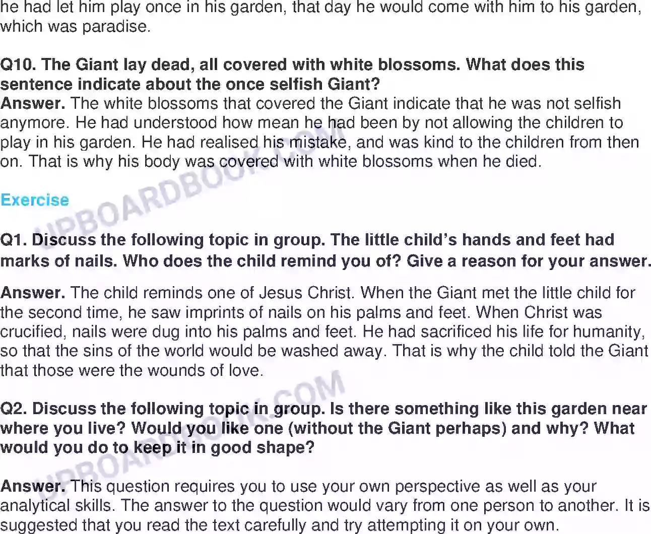 UP Board Solution class 8 English 3. The Selfish Giant Image 3
