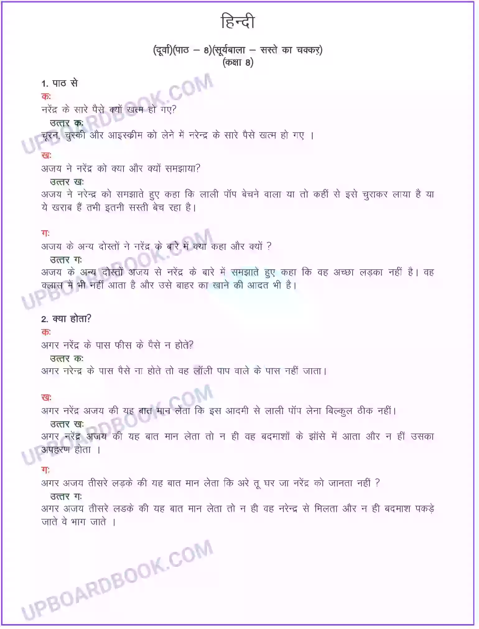 UP Board Solution class 8 Hindi 8. सस्ते का चक्कर (एकांकी) Image 1