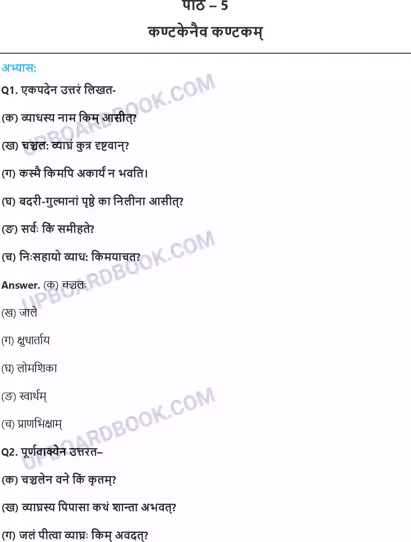UP Board Solution class 8 Hindi 5. धर्मे धमनं पापे पुण्यम् Image 1