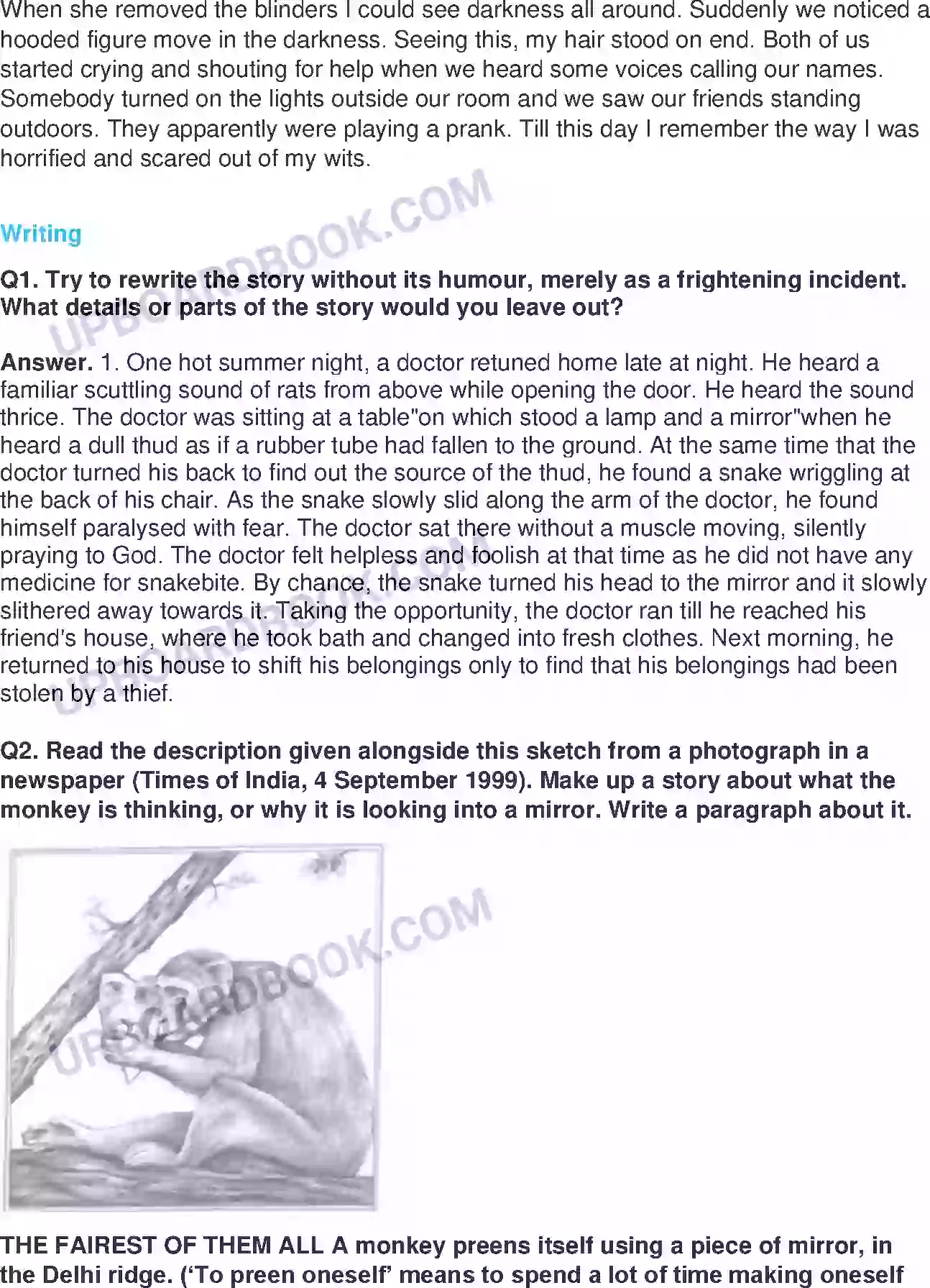 UP Board Solution class 9 English 5. The Snake and the Mirror Image 6