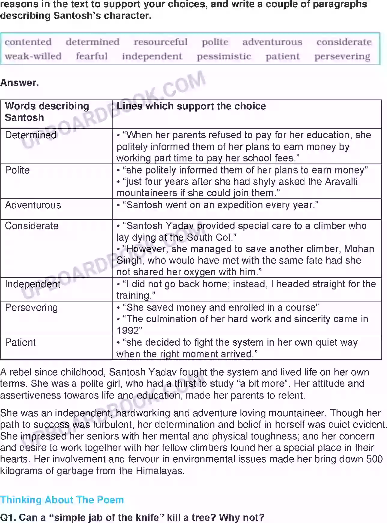 UP Board Solution class 9 English 8. Reach For The Top Image 10