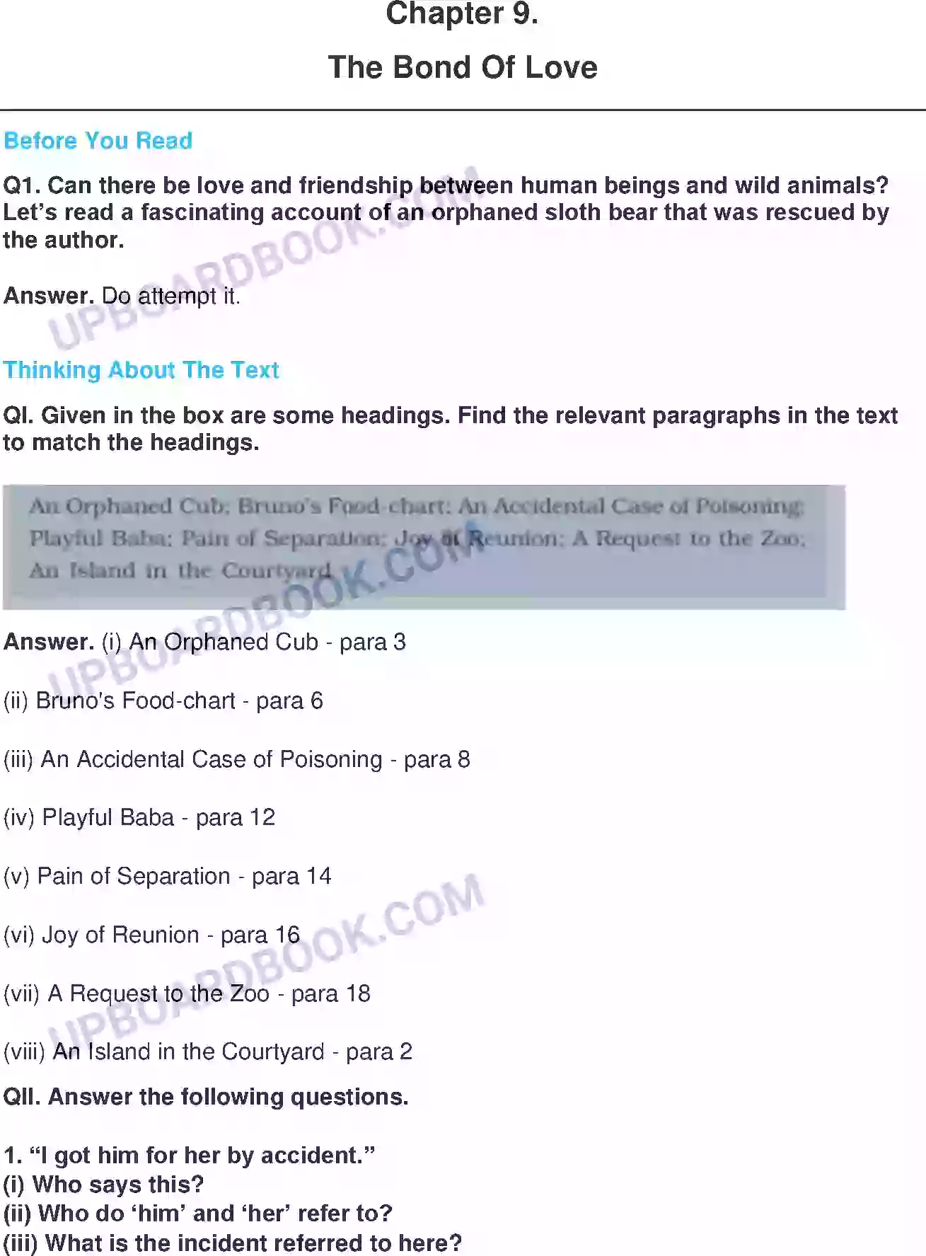 UP Board Solution Class 9 English 9. The Bond Of Love Image 1