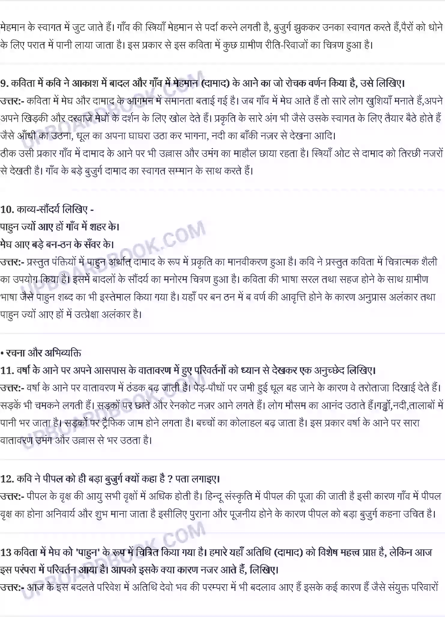 UP Board Solution class 9 Hindi 15. सर्वेश्वर दयाल - सक्सेना मेघ आए Image 3