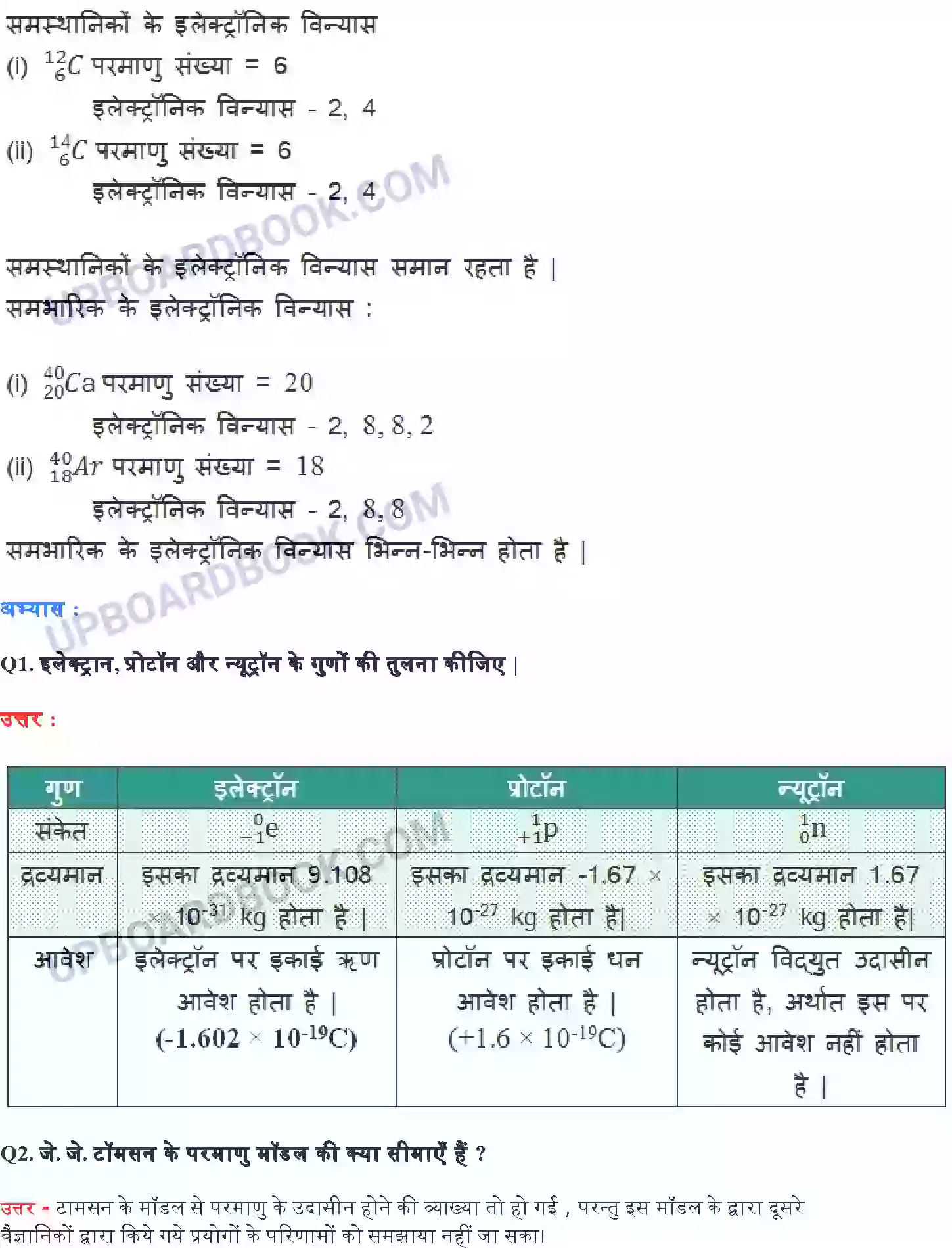 UP Board Solution class 9 Science 4. परमाणु की संरचना Image 6