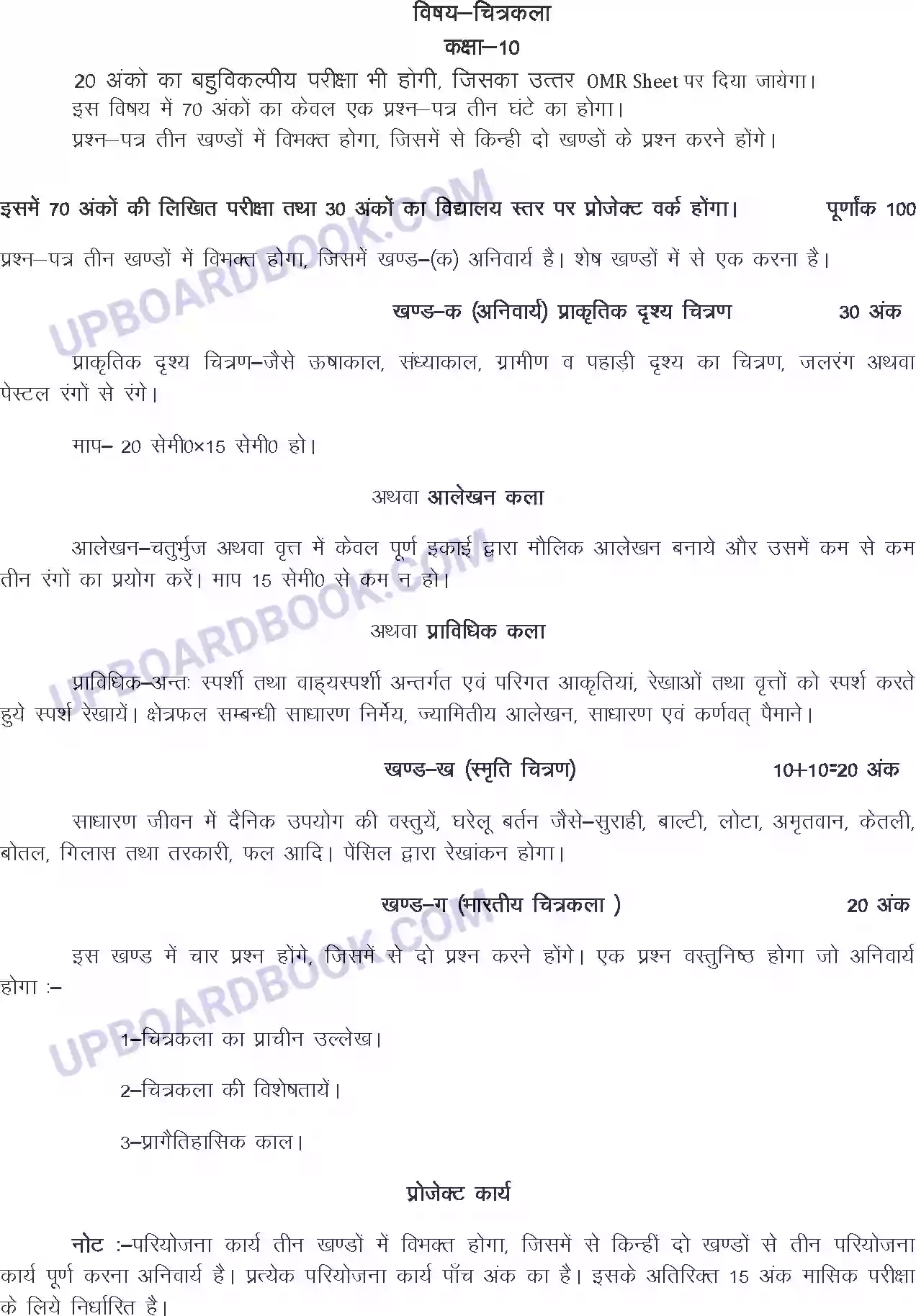 UP Board Syllabus for class 10 Art ( Drawing) Image 1