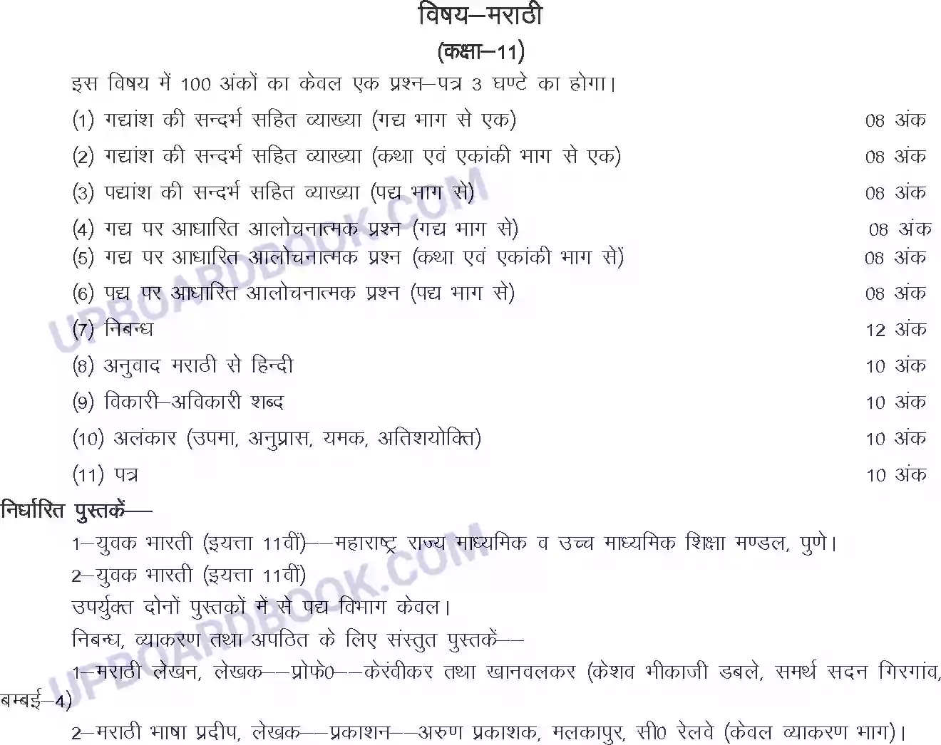 UP Board Syllabus for class 11 Marathi Image 1