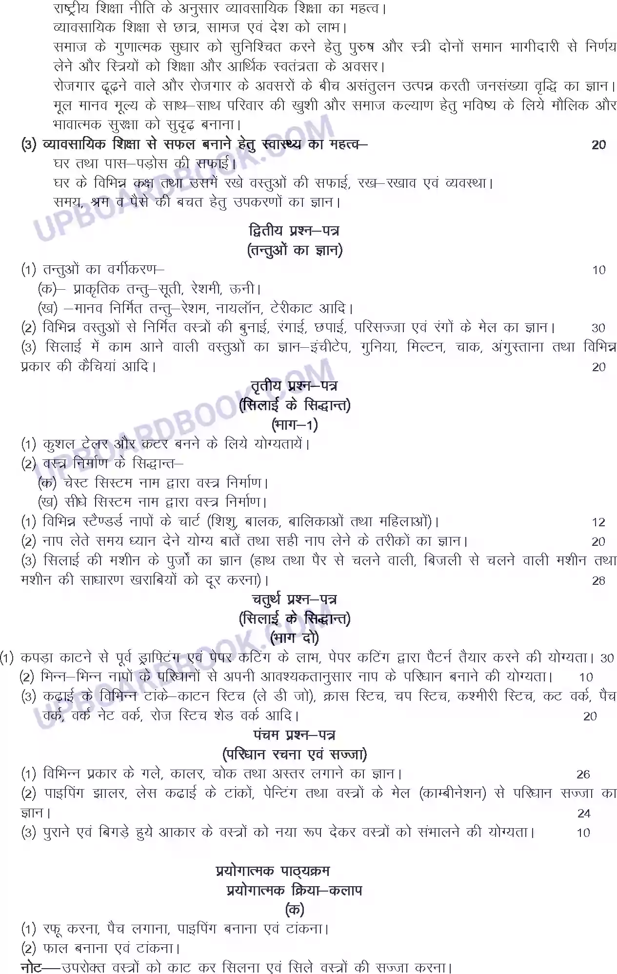 UP Board Syllabus for Class 11 Trade-3 Dress Making & Decoration Image 2