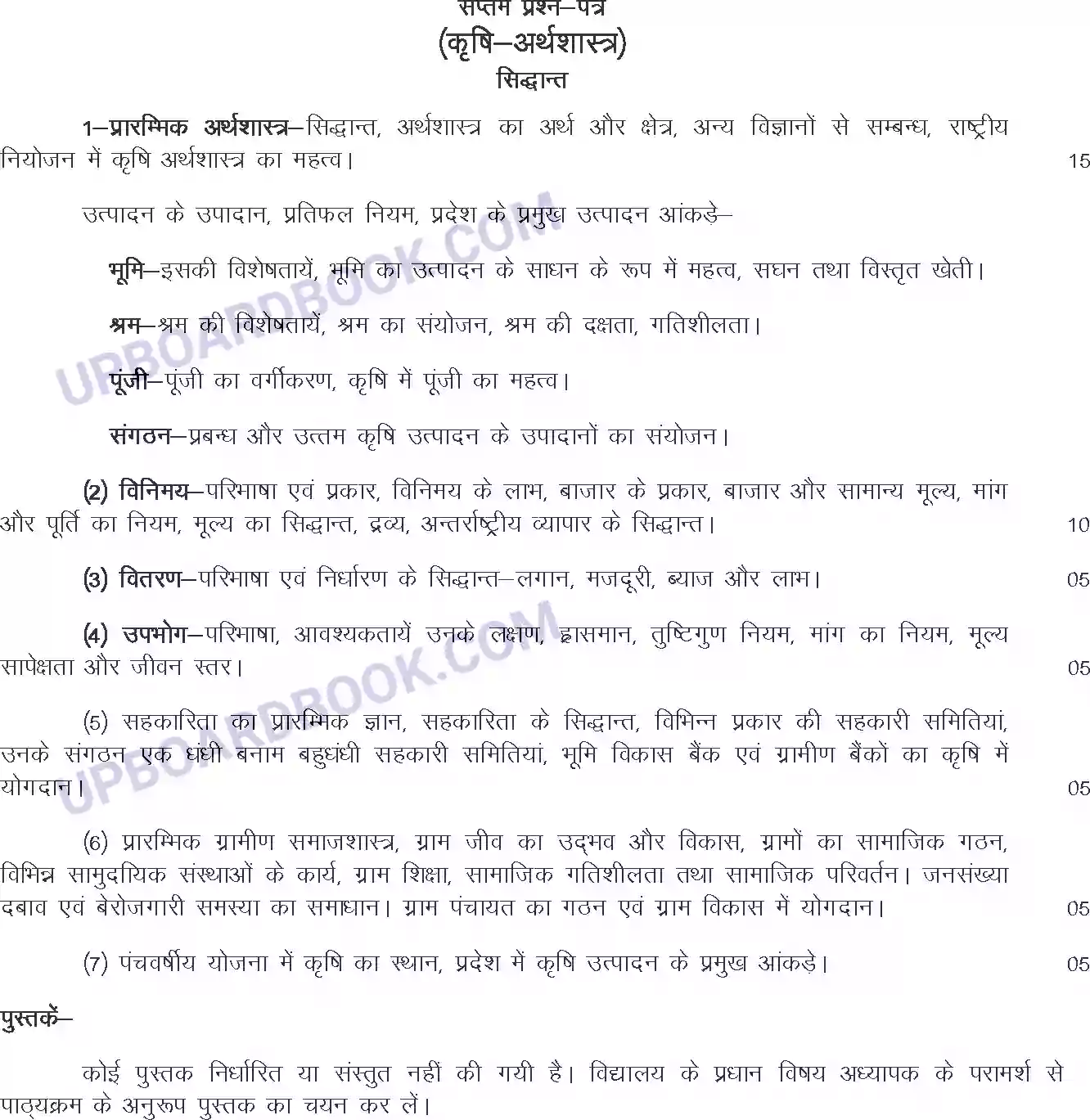 UP Board Syllabus for class 12 Agricultural Economics Image 1