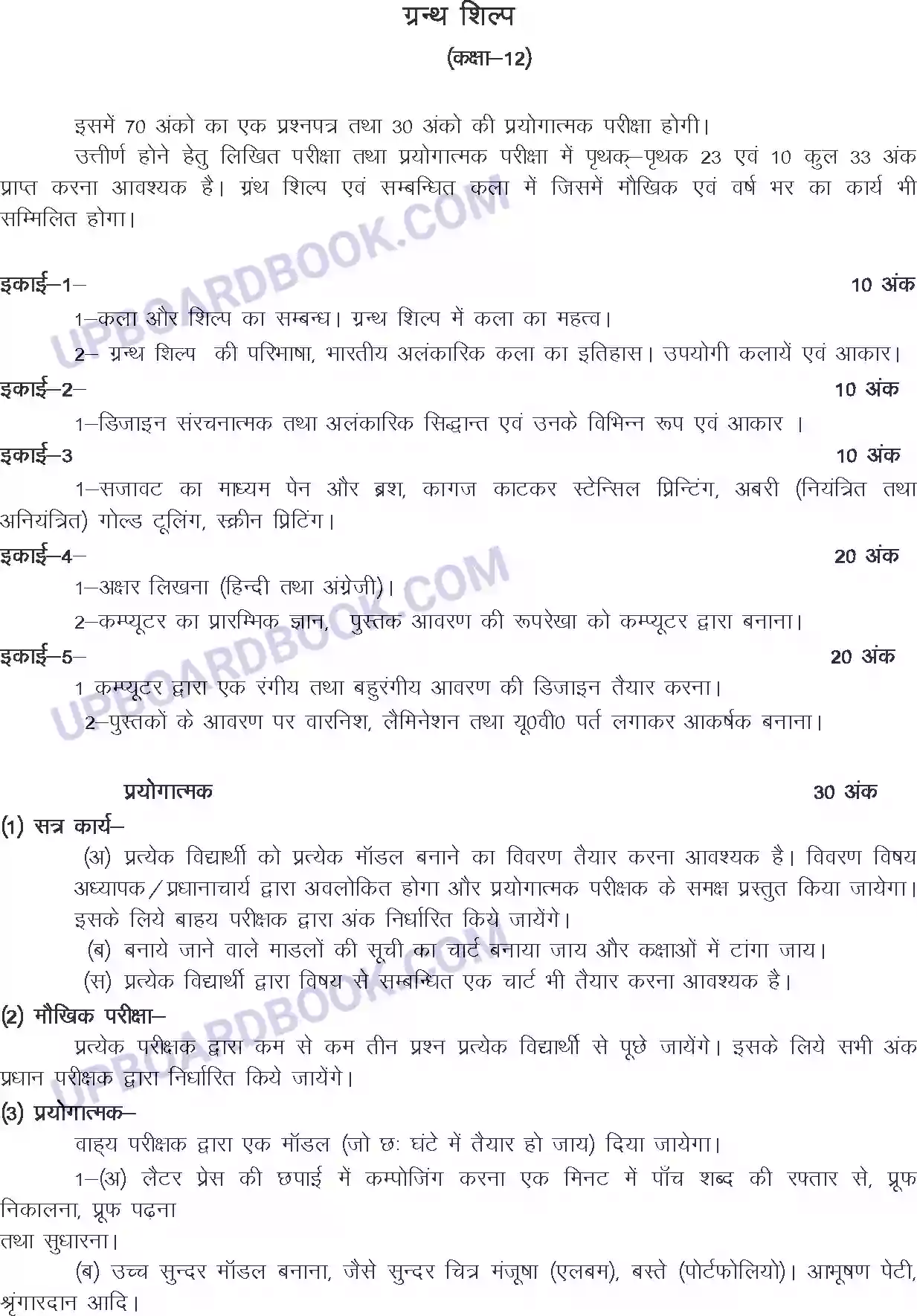 UP Board Syllabus for Class 12 Book Craft Image 1