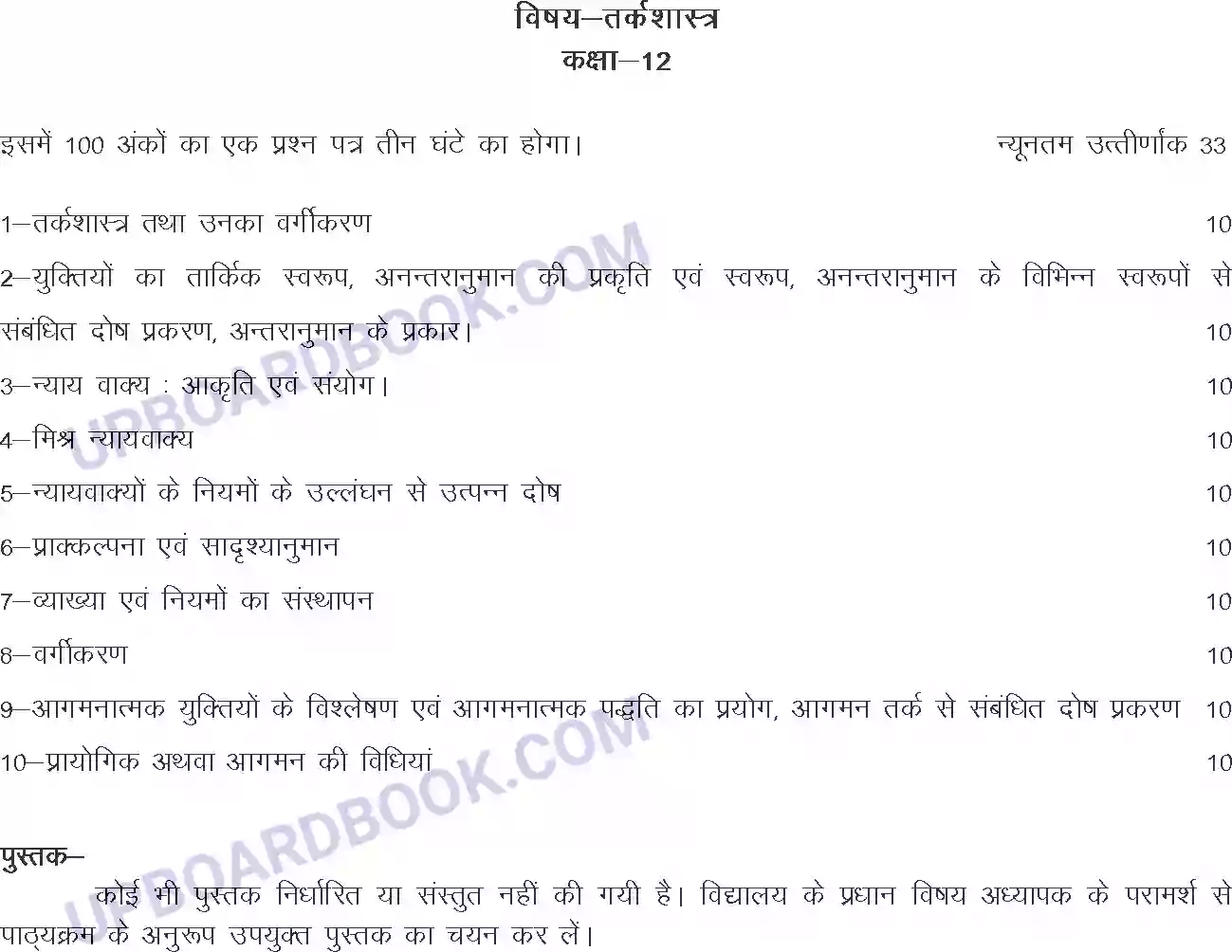 UP Board Syllabus for class 12 Tarksastra Image 1