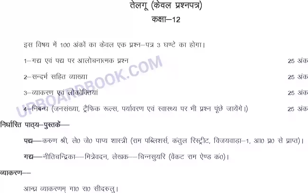 UP Board Syllabus for class 12 Telgu Image 1