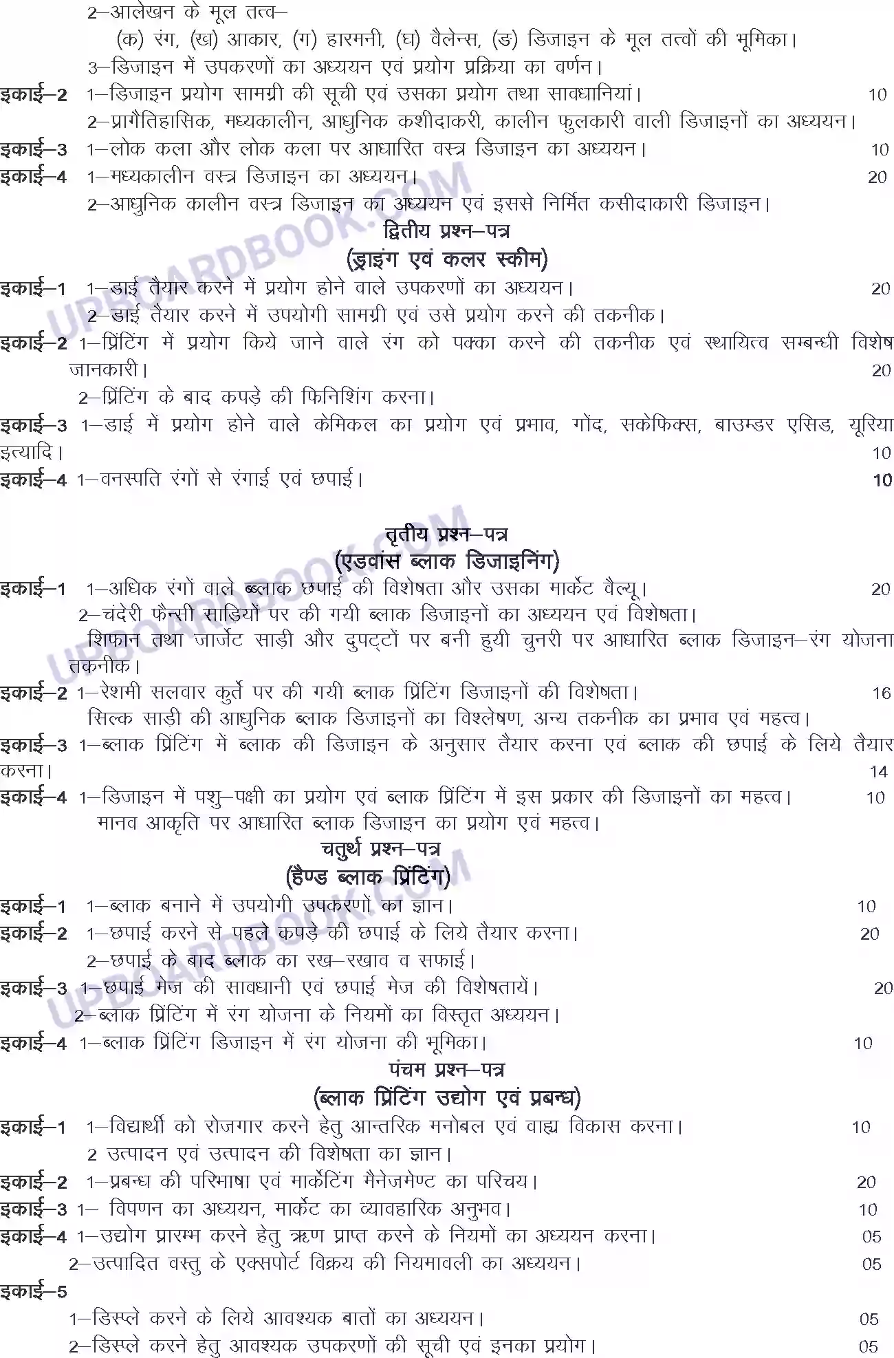 UP Board Syllabus for class 12 Trade-33 Hand Block Printing Image 2