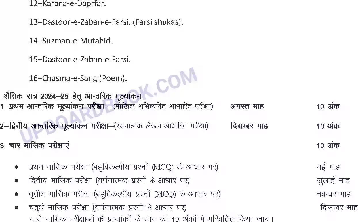 UP Board Syllabus for class 9 Parsi Image 2