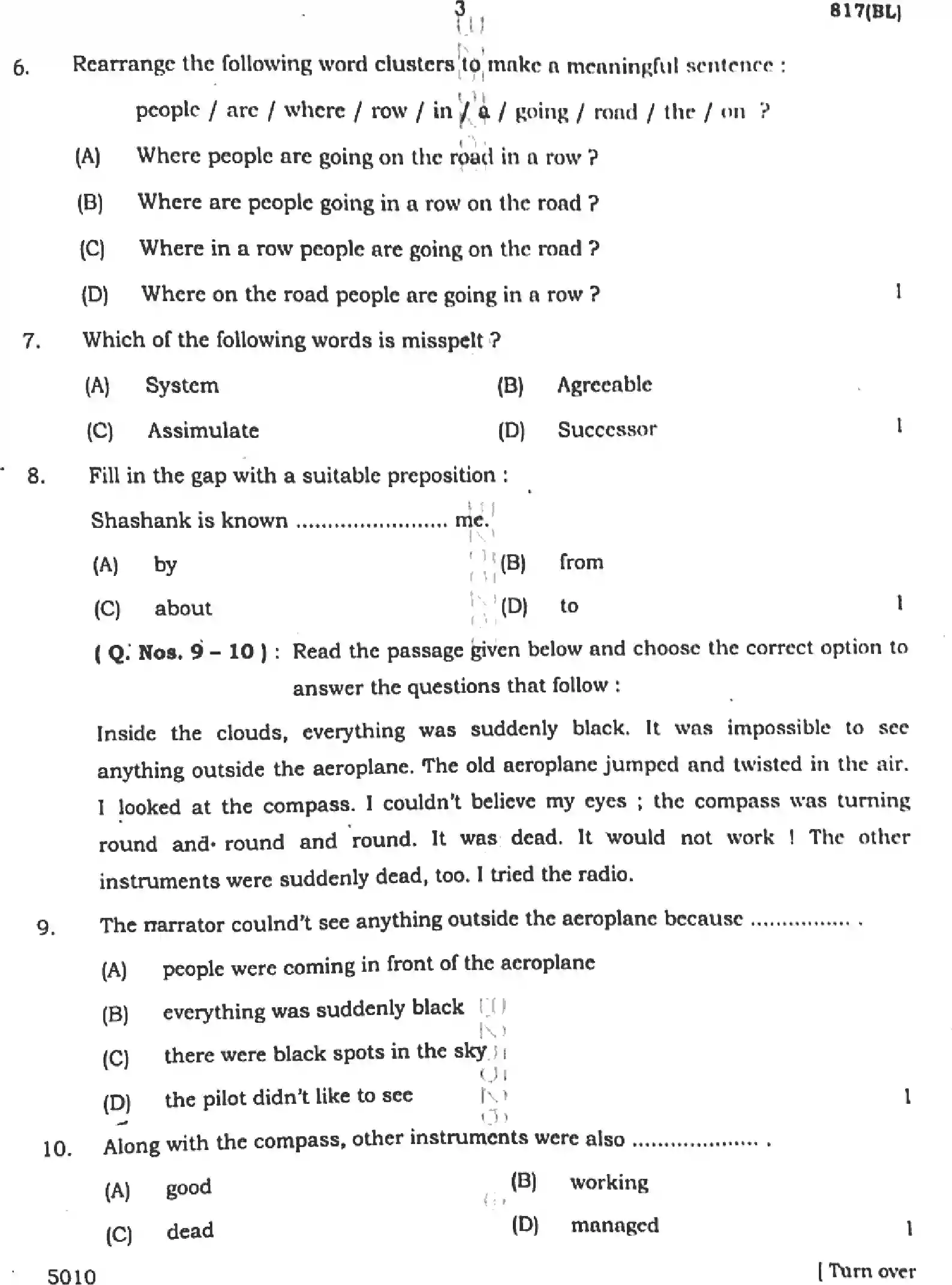 UP Board Class 10th ENGLISH-817-BL Previous Year Question Paper Image 3