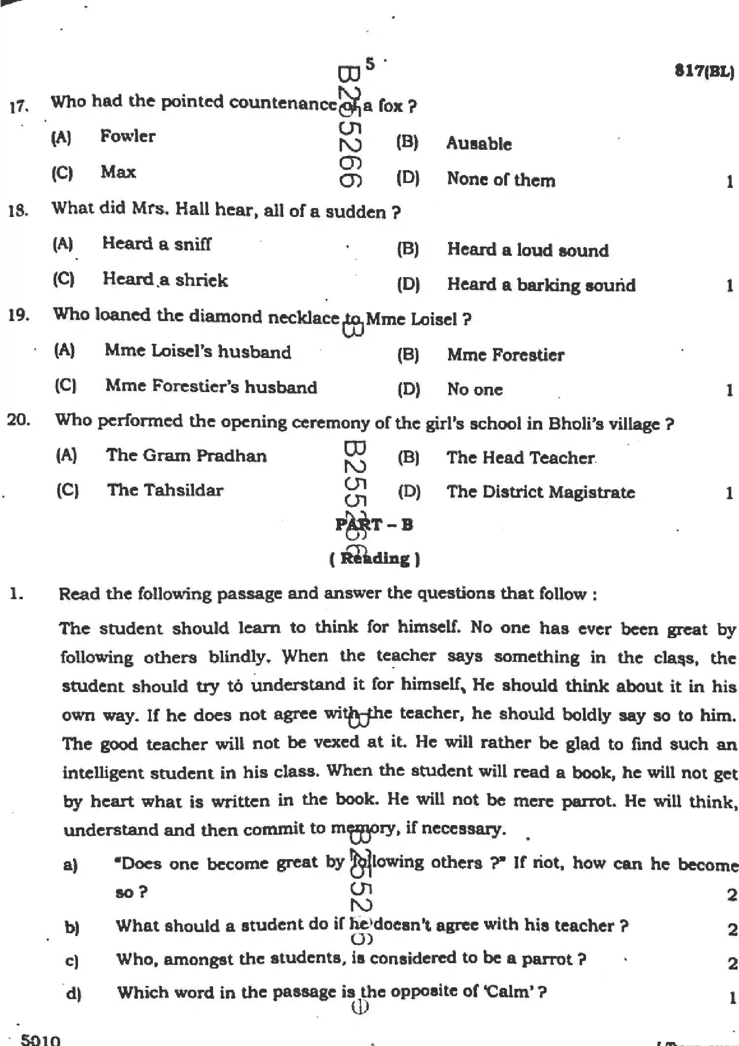 UP Board Class 10th ENGLISH-817-BL Previous Year Question Paper Image 5