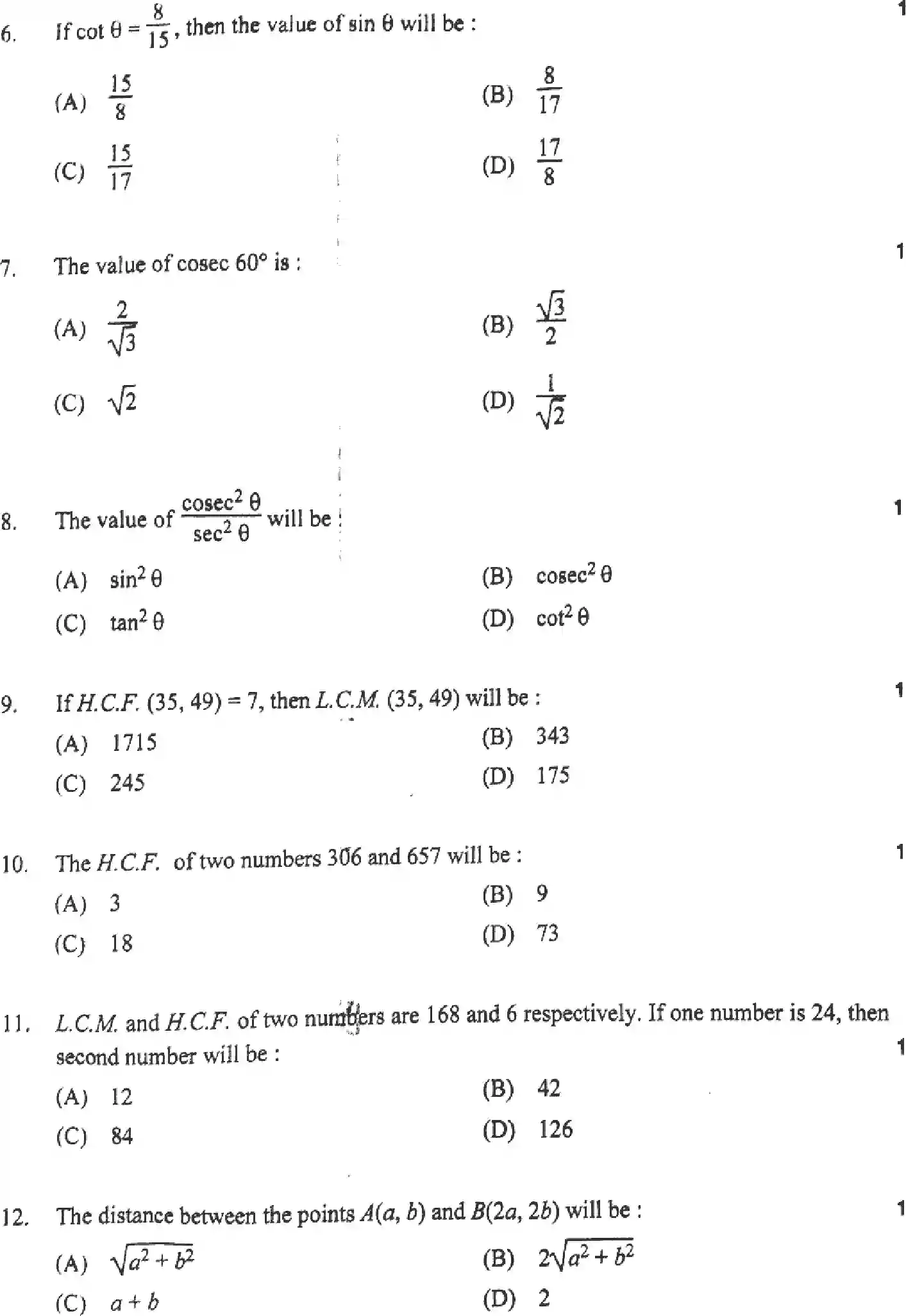 UP Board Class 10th MATHEMATICS-822-BW Previous Year Question Paper Image 6