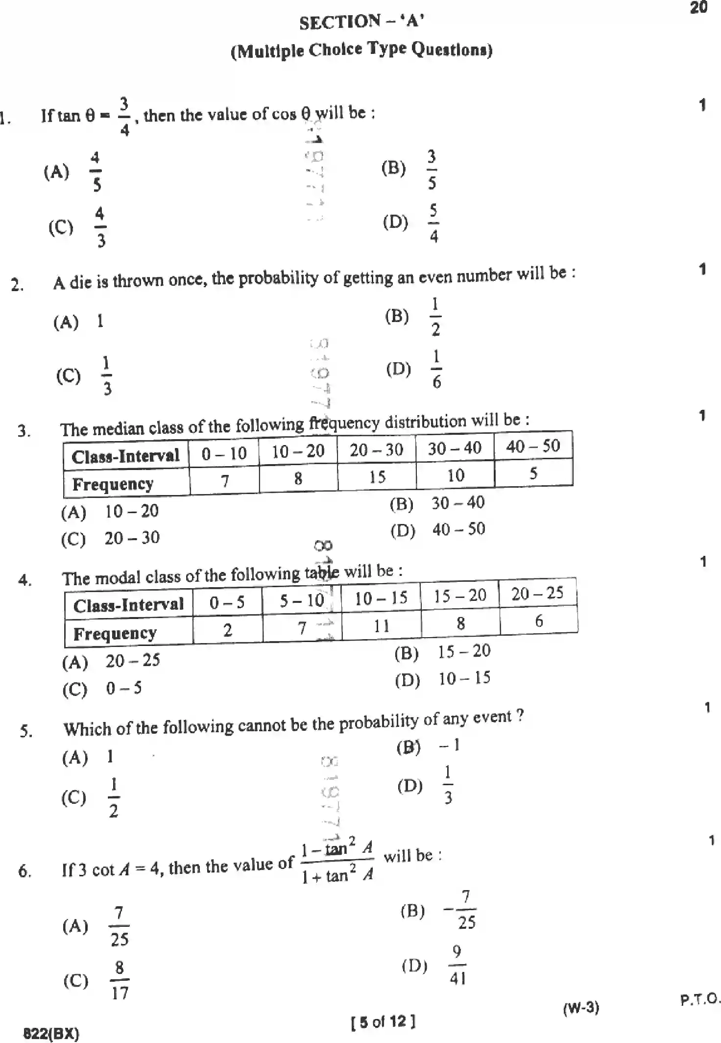 UP Board Class 10th MATHEMATICS-822-BX Previous Year Question Paper Image 5