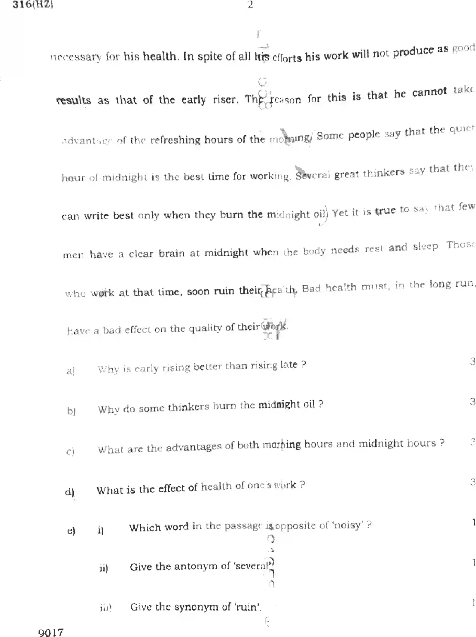 UP Board Class 12th ENGLISH-316-HZ Previous Year Question Paper Image 2