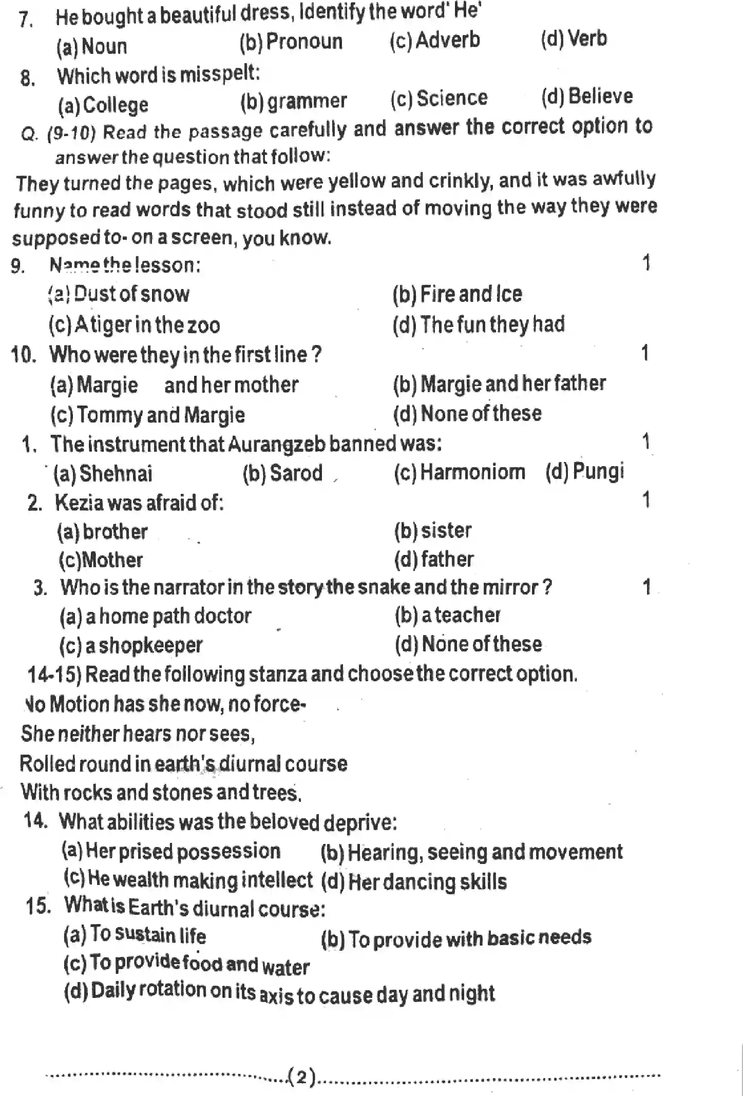 UP Board Class 9th UP-BOARD-CLASS-9-ENGLISH-240325 Previous Year Question Paper Image 2