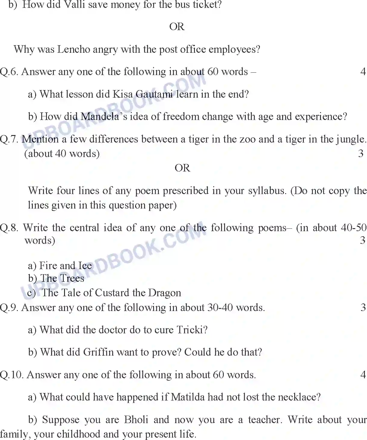 UP Board Class 10th Sample Paper 2023-24 Image 8